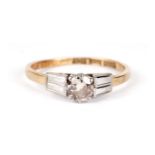 A single stone diamond ring of Art Deco influence