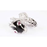 Roberto Coin: a black enamel, ruby and diamond set ring