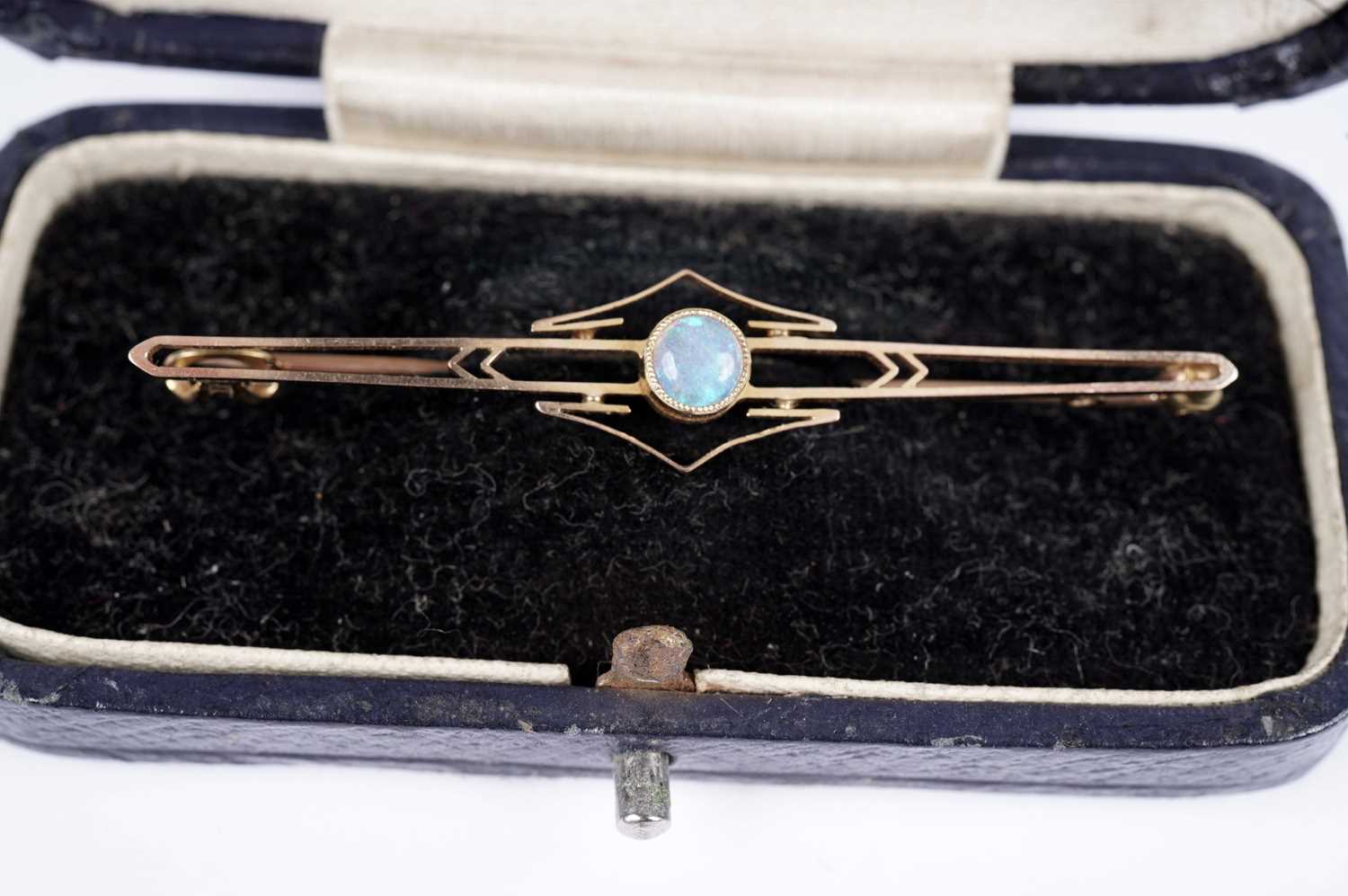 An Art Deco water opal bar brooch; and another - Image 8 of 8