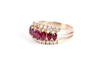 A ruby and diamond dress ring
