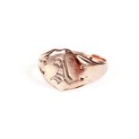 A 9ct rose gold signet ring