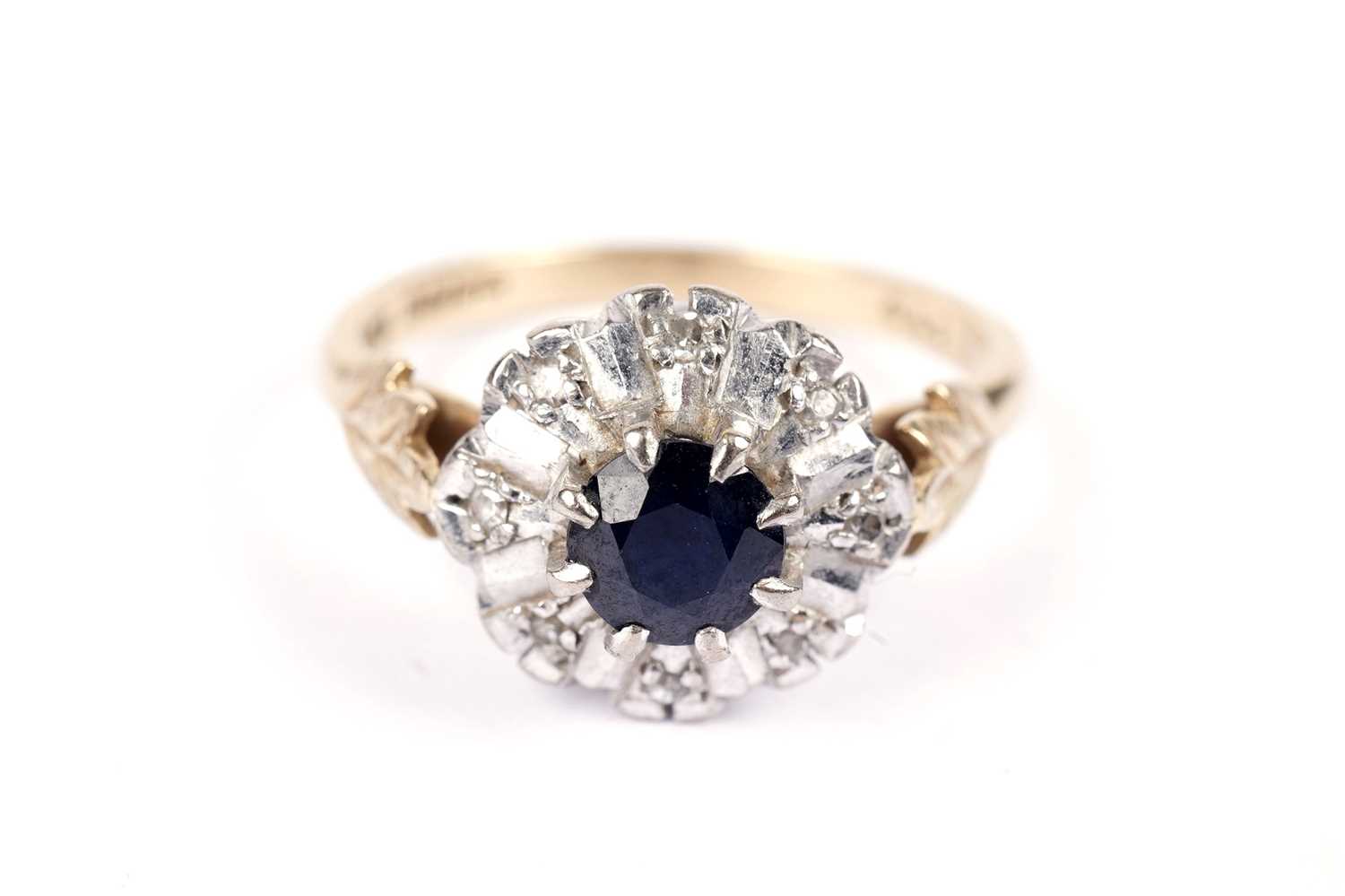 A diamond and sapphire cluster ring; and another cluster ring - Image 3 of 6