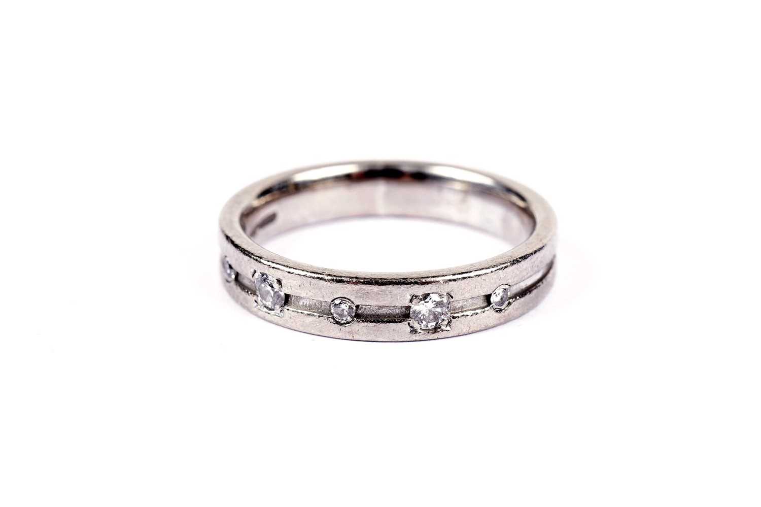 A diamond and 18ct white gold wedding band - Image 2 of 3