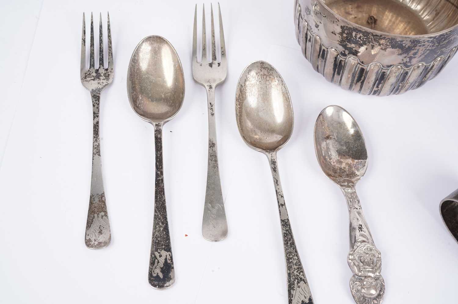 Edwardian silver christening sets and a spill vase - Image 4 of 6