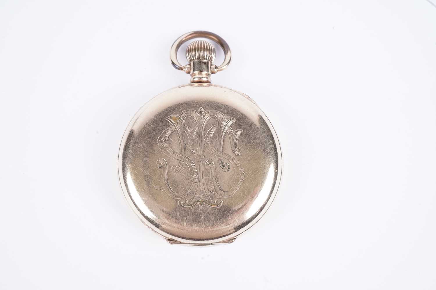 An antique gold-plated Zenith hunter pocket watch retailed by Reid & Sons - Image 5 of 6