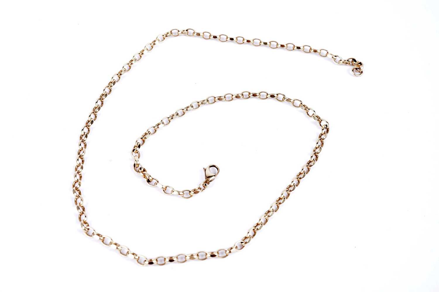 A 9ct yellow gold belcher link chain necklace