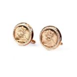 A pair of gold sovereign cufflinks