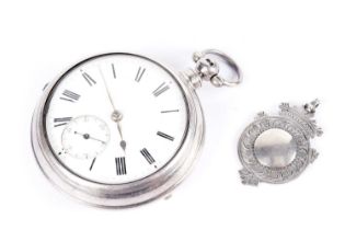 A Victorian silver pair-cased pocket watch with fusee movement