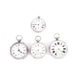 Four silver cased pocket watches