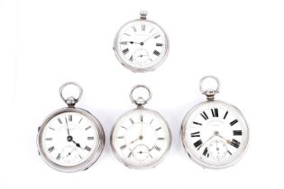 Four silver cased pocket watches