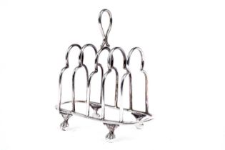 A George V silver five bar toast rack