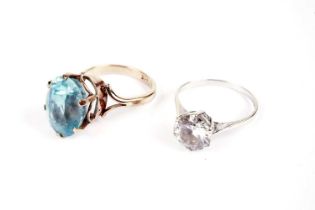 An aquamarine dress ring; and a solitaire dress ring