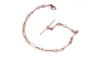 A 9ct rose gold fetter-link watch chain