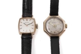 Two 9ct yellow gold cased cocktail watches