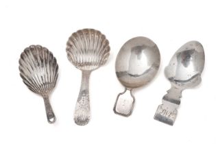 Four silver tea caddy spoons