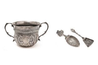 A silver porringer, by Charles Stewart Harris and Dutch silver