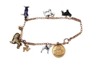 A 9ct yellow gold and enamel charm bracelet