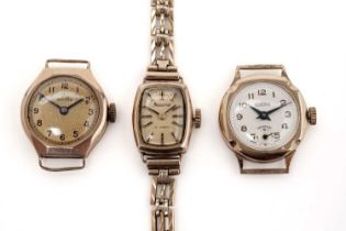 Three 9ct yellow gold cocktail watches