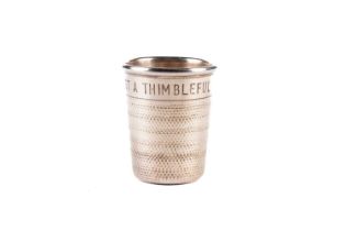 A silver thimble pattern shot cup, by P H Vogel