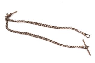 A 9ct yellow gold curb link albert chain