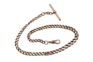 A 9ct yellow gold curb link albert chain