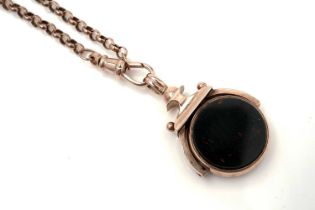 An Edwardian 9ct gold swivel fob on chain