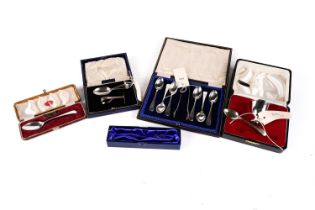 A selection of cased silver cutlery