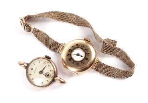 An early 20th Century 18ct yellow gold cased half hunter wristwatch; and a Pierce wristwatch