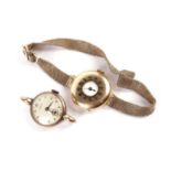 An early 20th Century 18ct yellow gold cased half hunter wristwatch; and a Pierce wristwatch