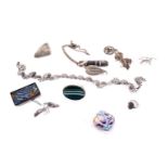 A selection of agate, enamel and stone set jewellery