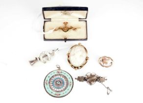 A selection of brooches and other jewellery