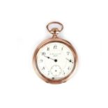 An American rose gold open face pocket watch by Howard & Co, Boston