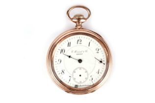 An American rose gold open face pocket watch by Howard & Co, Boston