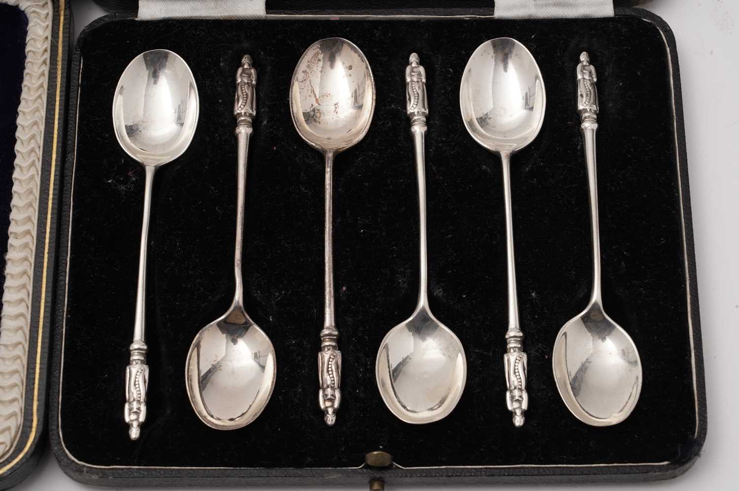 A set of six silver apostle spoons and two other cased sets of teaspoons - Image 5 of 7