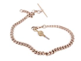 A 9ct rose gold Albert watch chain