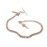 A 9ct rose gold Albert watch chain