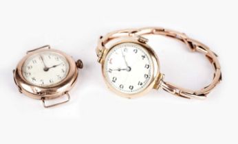 An 18ct yellow gold cocktail watch; and a 9ct gold watch