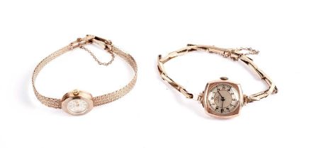 Two gold cased cocktail watches