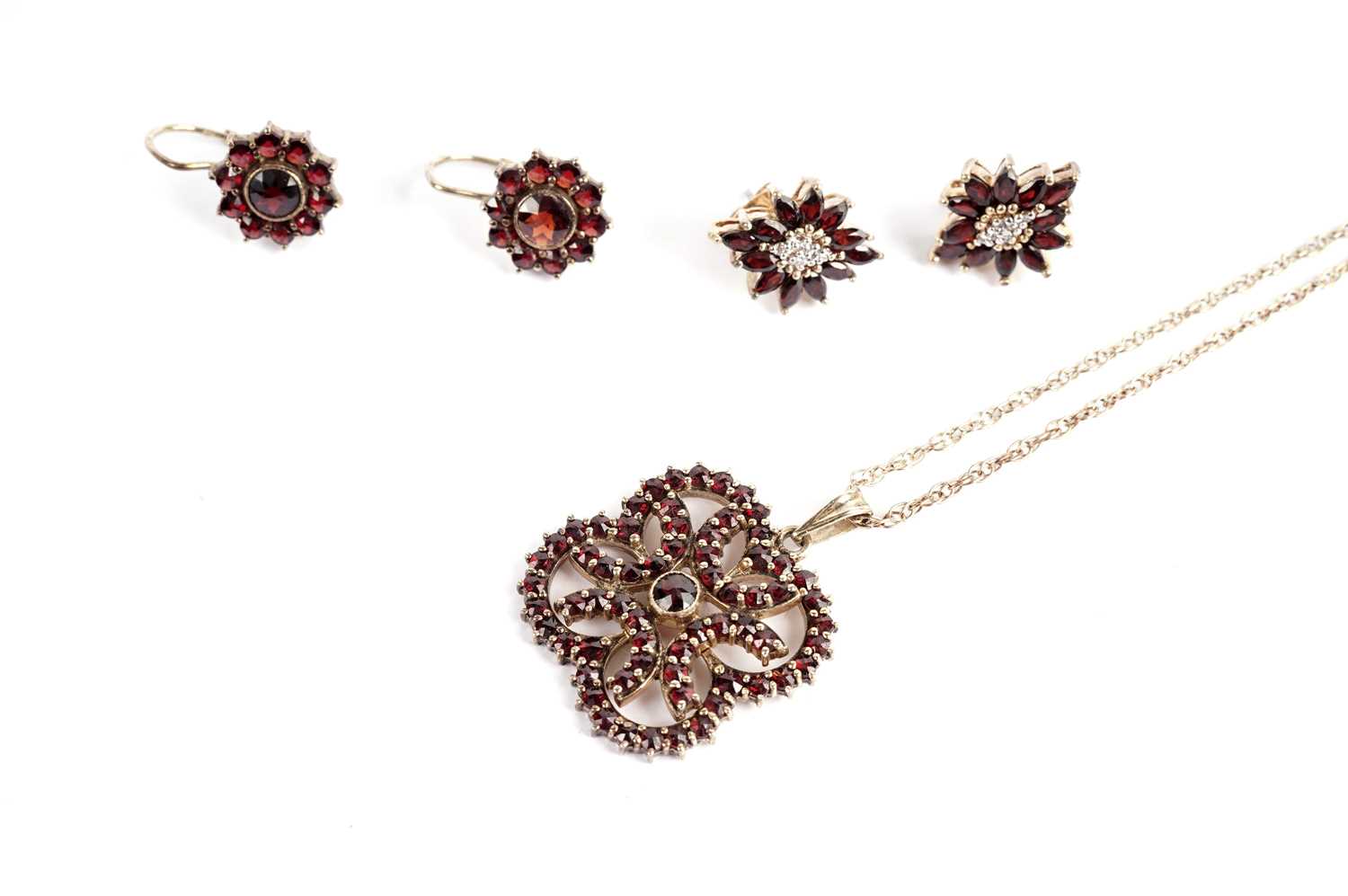 A selection of garnet jewellery