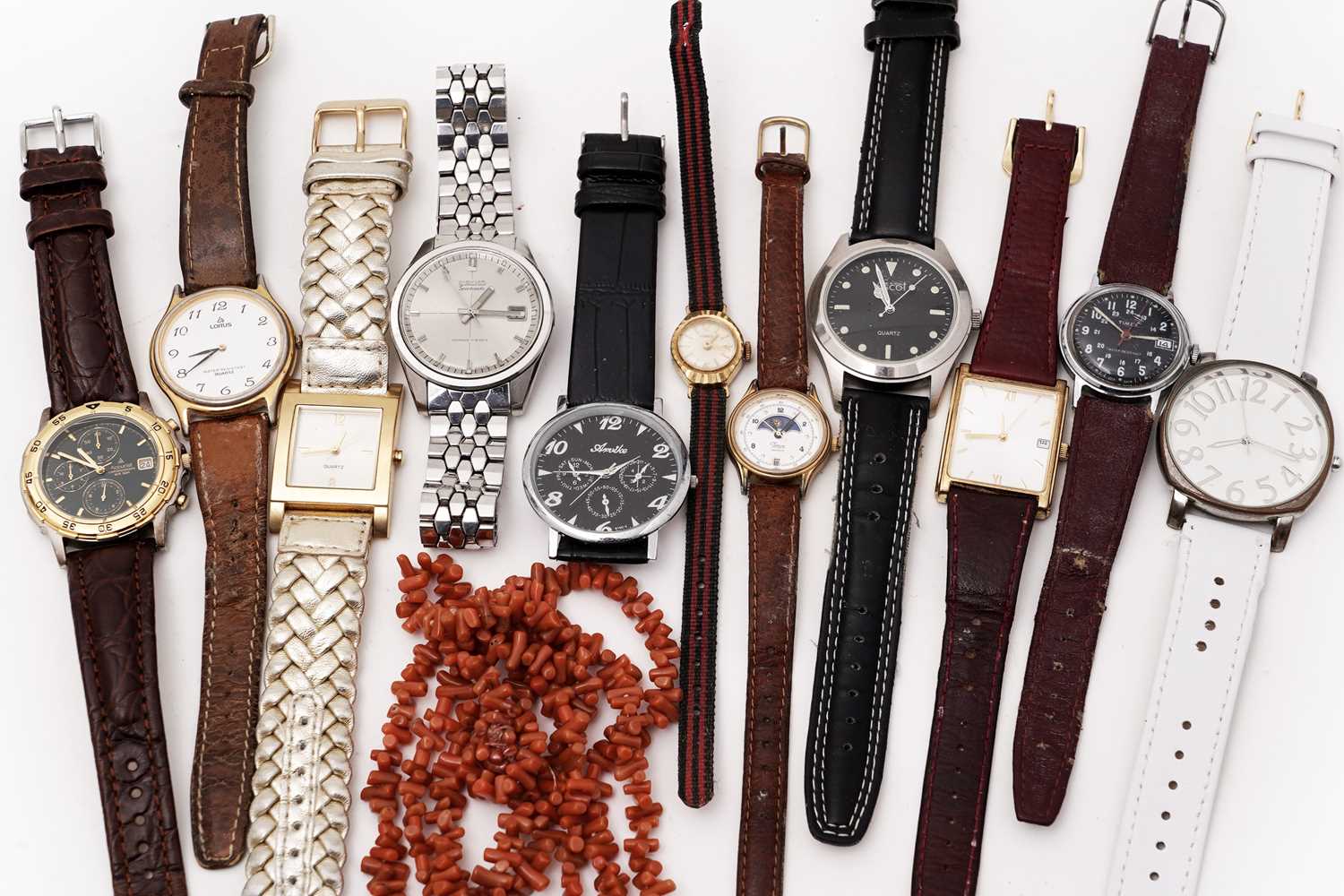 A collection of watches and costume jewellery