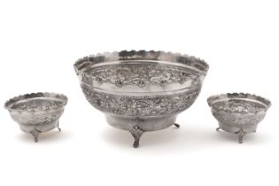 Three Indian silver bowls