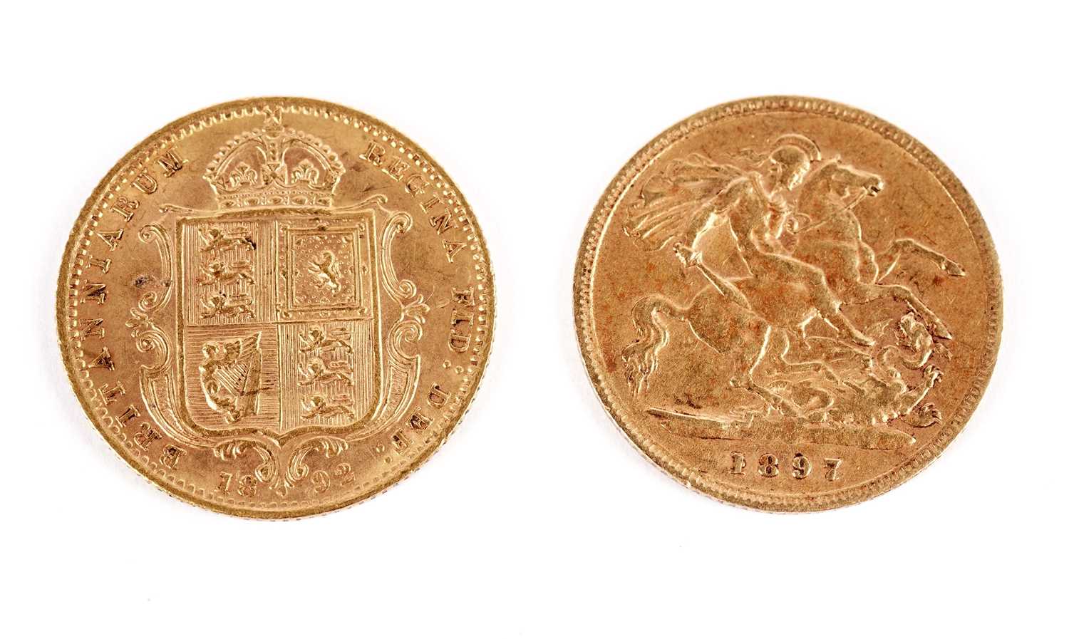 Two Queen Victoria gold half sovereigns