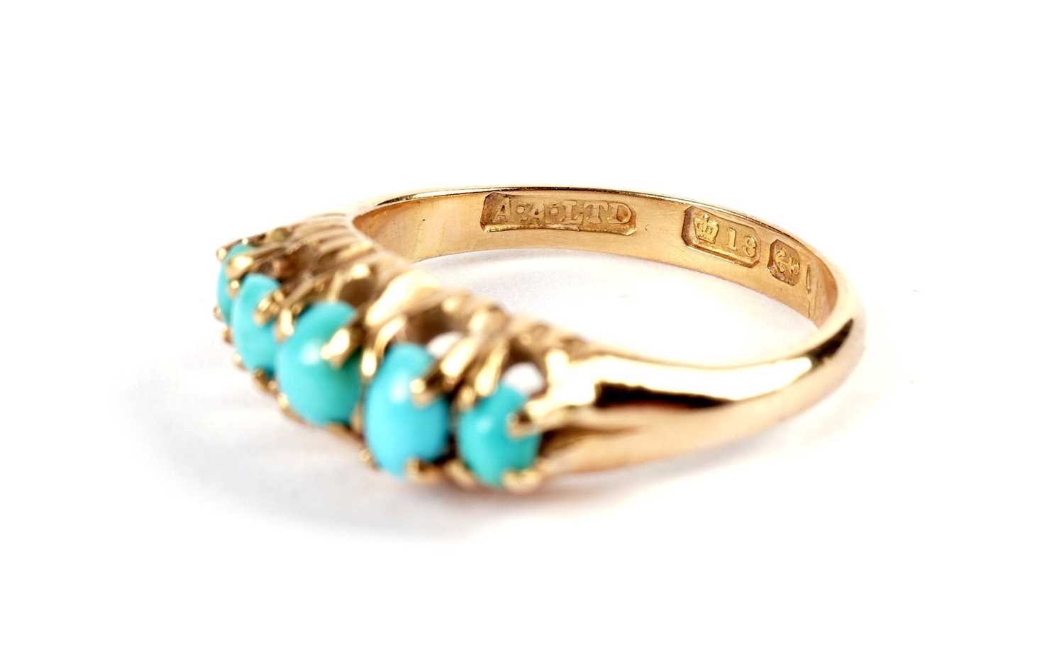 A turquoise dress ring; and a flower cluster ring - Bild 3 aus 5