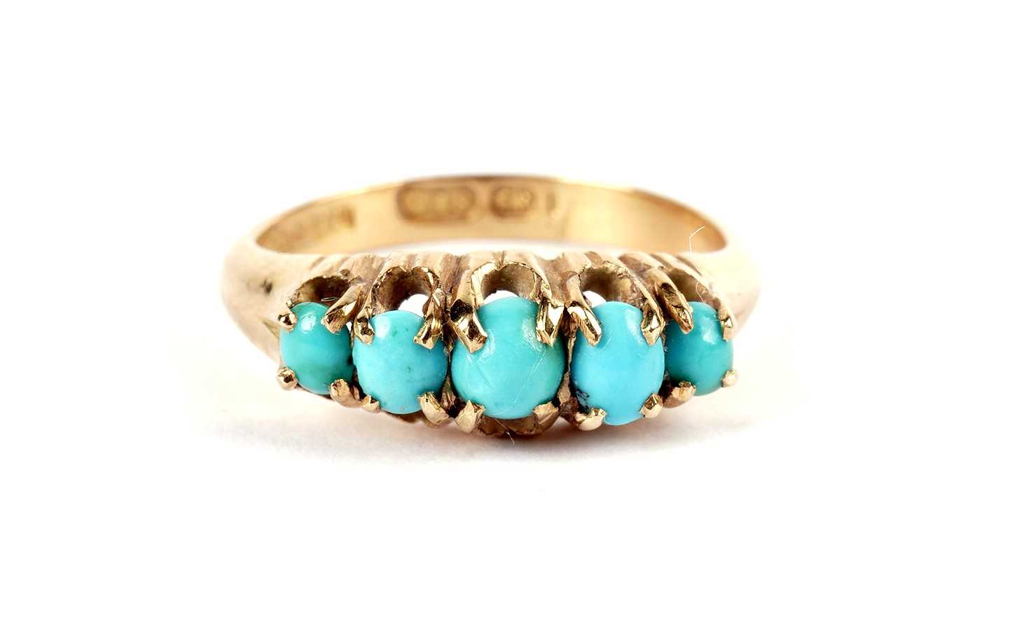 A turquoise dress ring; and a flower cluster ring - Bild 2 aus 5