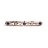 A sapphire and diamond bar brooch