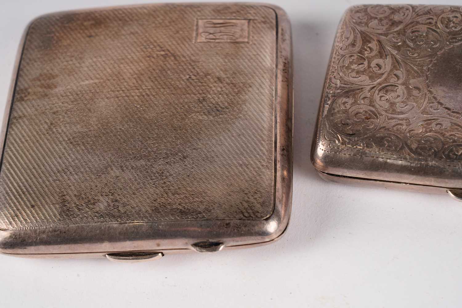 Two silver cigarette cases; an enamelled cigarette case; and a vesta case - Image 3 of 5