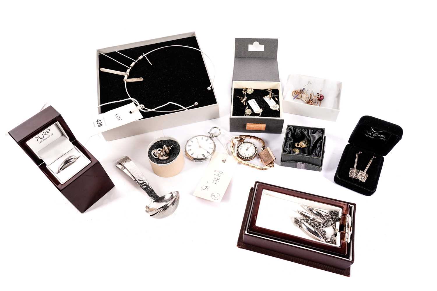 A collection of watches, silver and costume jewellery