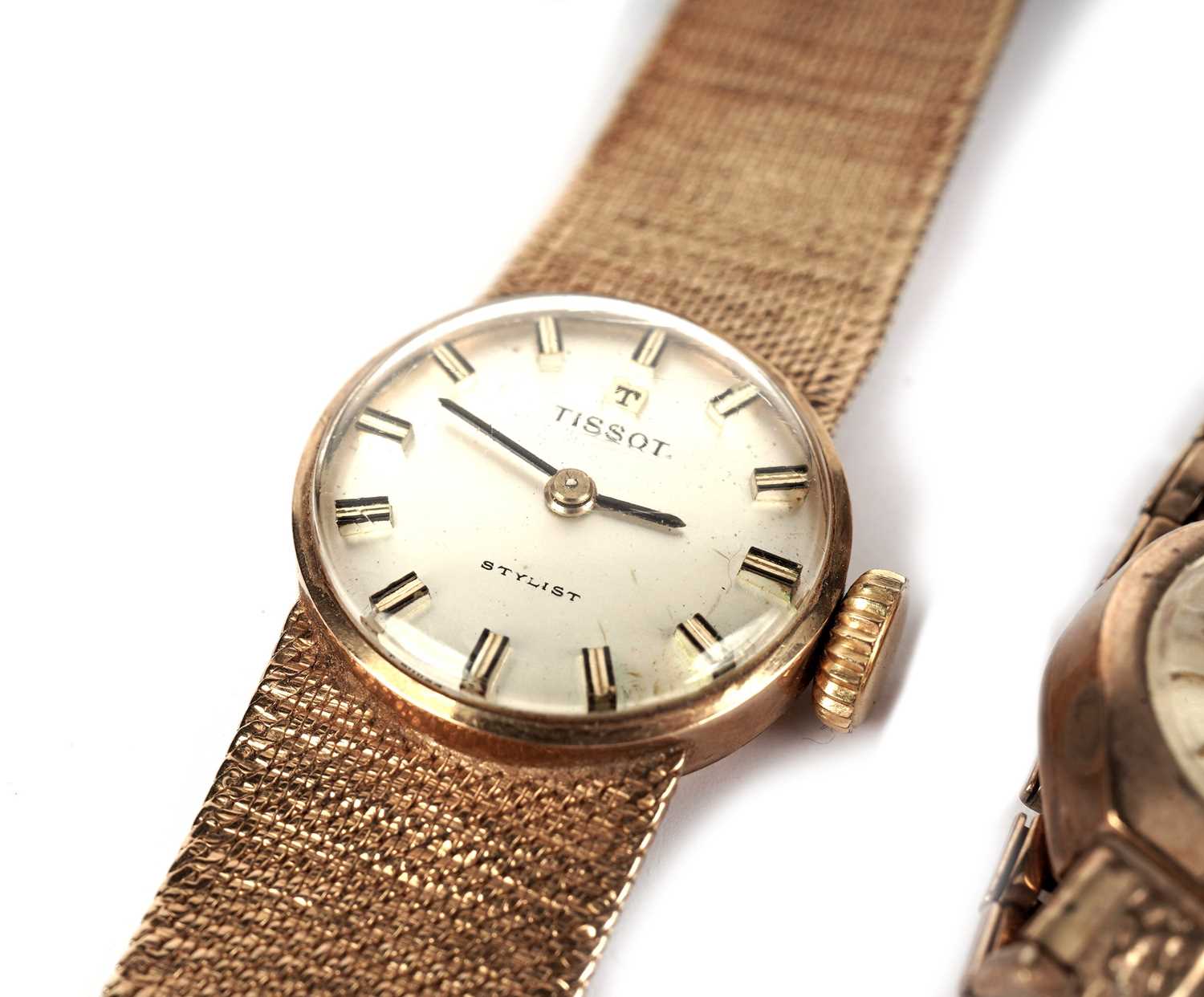 A gold Tissot Stylist wristwatch and a gold Le Cheminant cocktail watch - Image 2 of 3