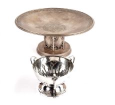 An Art Nouveau stemmed silver bowl; and a tazza