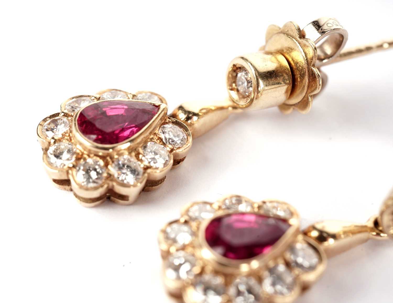 A pair of ruby and diamond drop earrings - Image 3 of 3